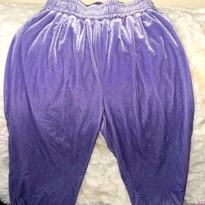 Purple velvet joggers